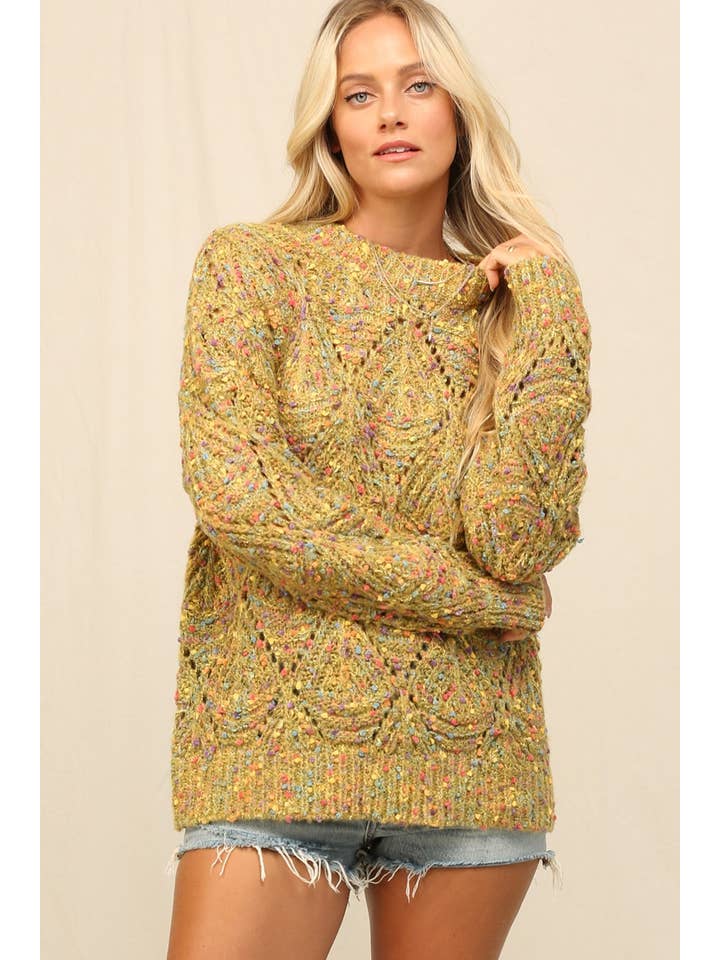 Moss Colorfully Speckled Sweater for wholesale on Faire6