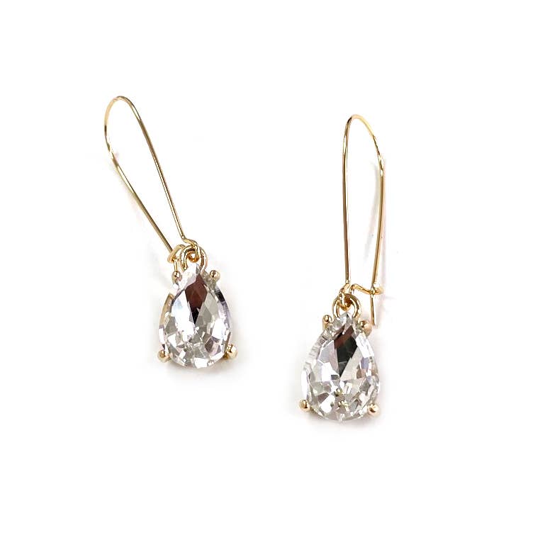 StarryNYC - Wholesale Dangle Earrings - Midi Size Teardrop 5A Grade Glass Drop Kidney Wire Earrings4