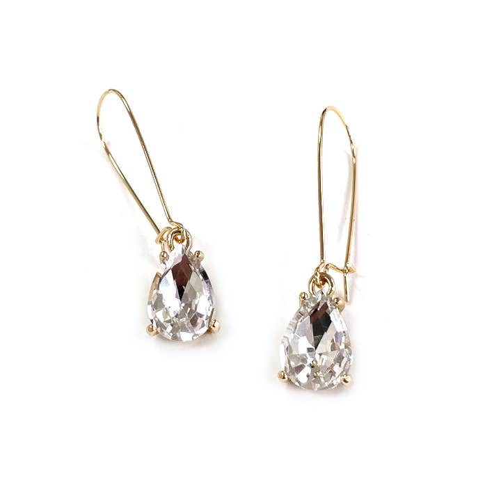 StarryNYC - Wholesale Dangle Earrings - Midi Size Teardrop 5A Grade Glass Drop Kidney Wire Earrings4