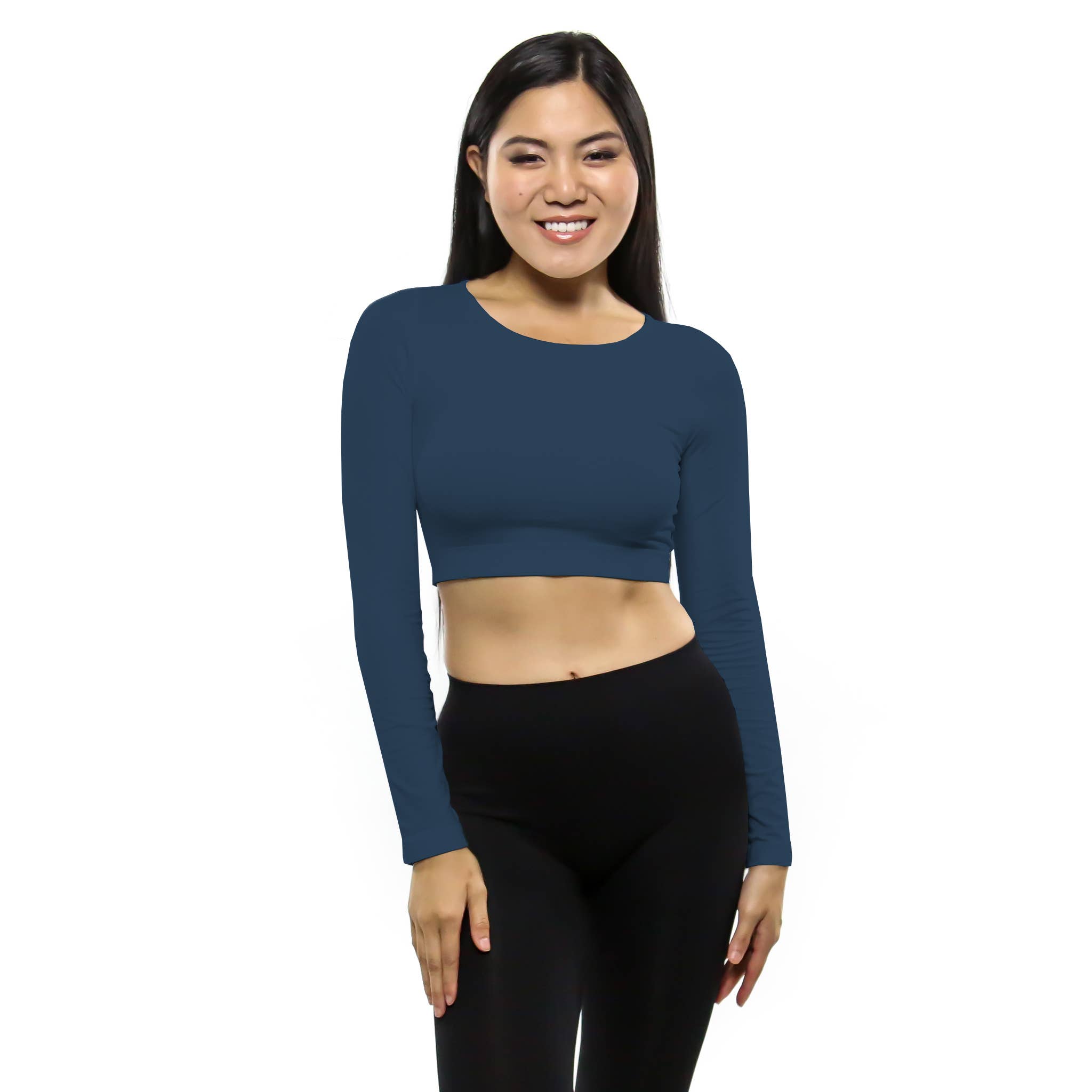 Skinnytees - Vendita all'ingrosso Top in maglia - Donna - Crop Top Con Maniche Lunghe0