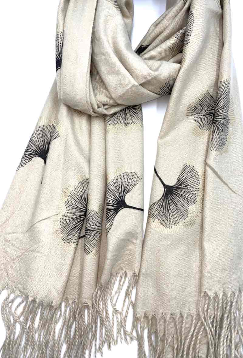 LINETA - Wholesale Scarf - Women's - Gingko Leaf Pattern Soft Scarf35