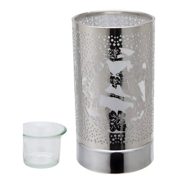 7" Touch Lamp/Oil Burner/Wax Warmer- Silver Cardinals for wholesale by Peterson Houseware & Artwares US