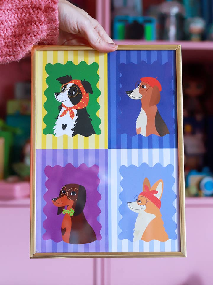 Display dog portraits for wholesale by Poulette Magique