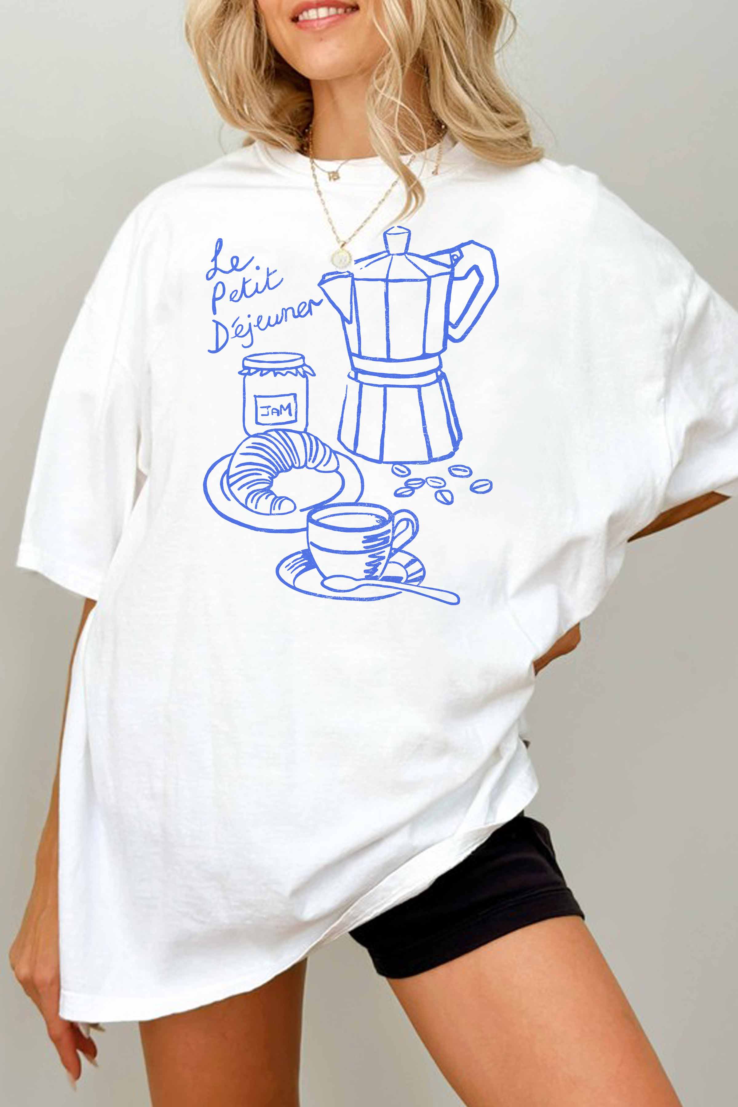 GOOD DAY STREET - Wholesale Tunic - Women's - [G1964X-OTS]-LE PETIT DEJEUNER OVERSIZED TEE3