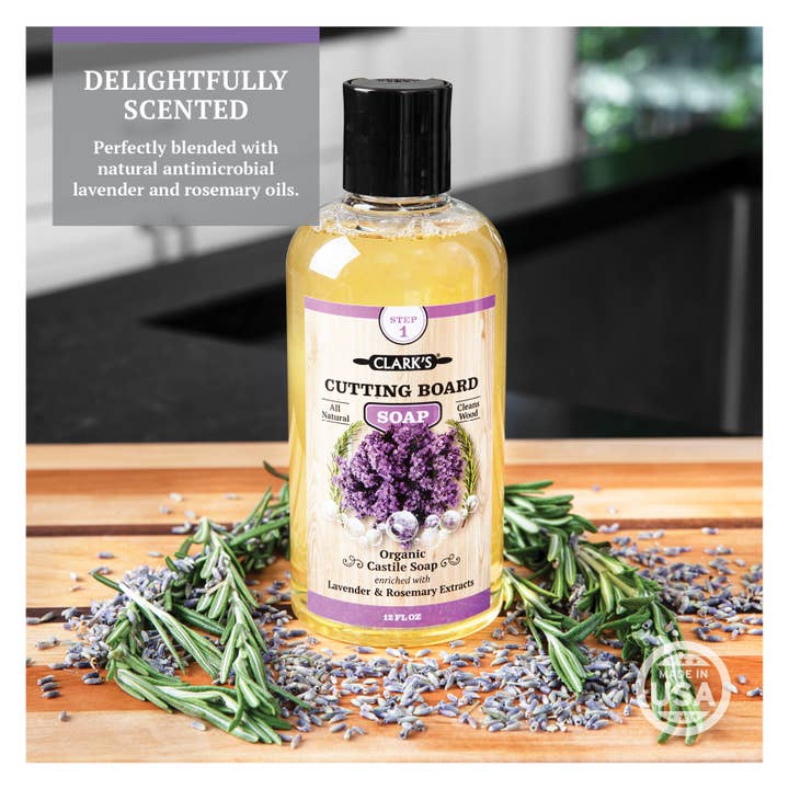 CLARK'S - Venta al por mayor Jabones para lavar los platos - Clark's - Jabón para tabla de cortar (12oz) | aroma a lavanda y romero3