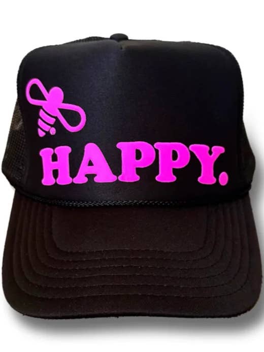 Bee Happy Trucker - Black/Pink for wholesale by Soul Honey