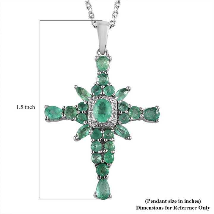 Sterling Silver Zambian Emerald Pendant With Chain 2.15ctw for wholesale by Blue Star Gems NY