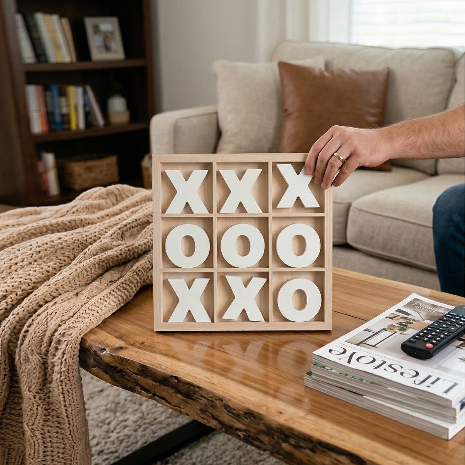 Gia Roma - Wholesale Decorative Tabletop Object - Wooden Tabletop Game + Decor, Tic Tac Toe Wood Game, Rustic9