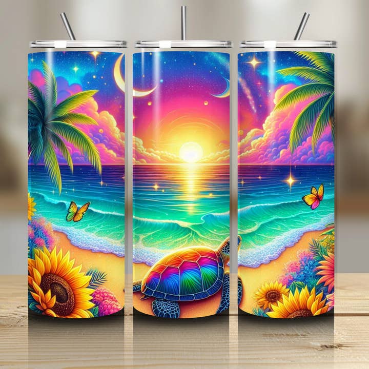 Bicchiere termico Beach Turtle per la vendita all'ingrosso da parte di Shana Faith Unlimited