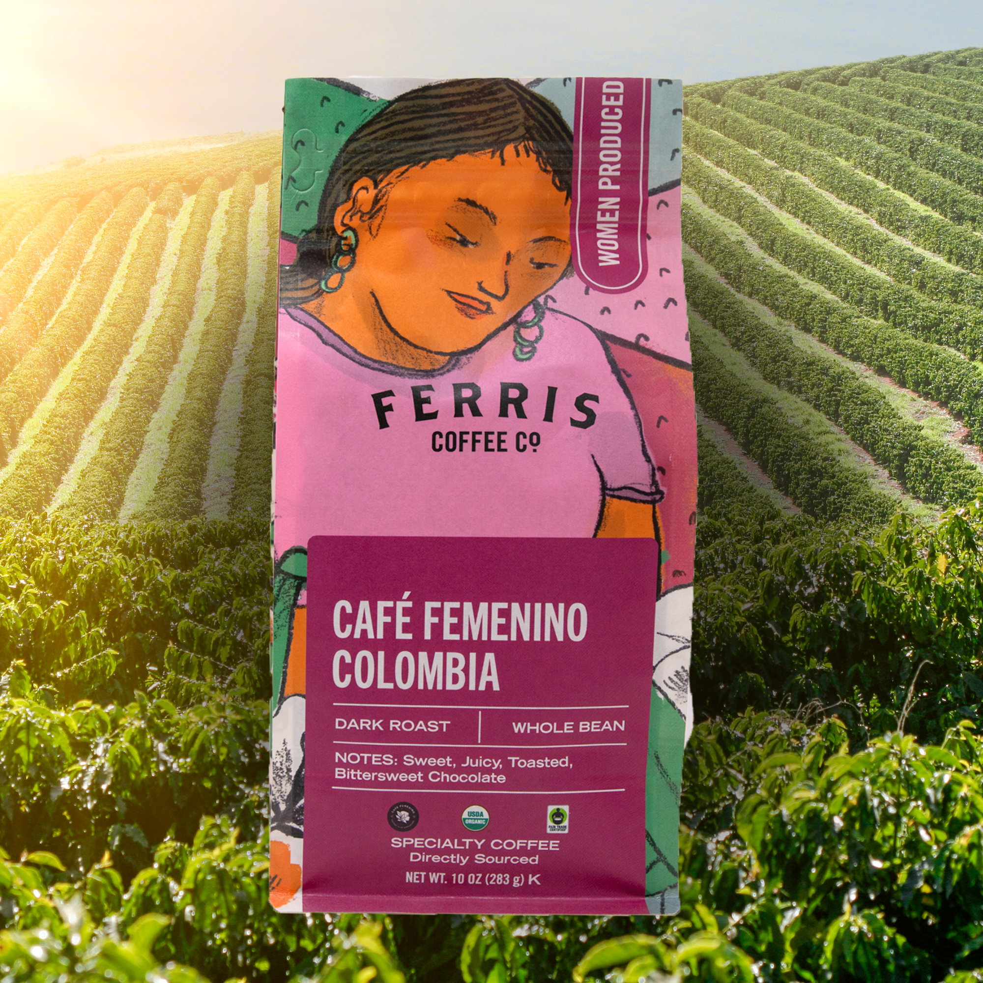 Ferris Coffee & Nut Co. - Wholesale Coffee Beans - Colombia FTO Cafe Femenino (Whole Bean) 10 oz.0