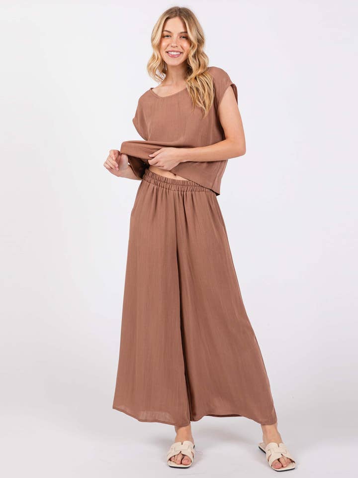 Woven Wide Leg Pull on Pants - NP16207E10 for wholesale by Final Touch
