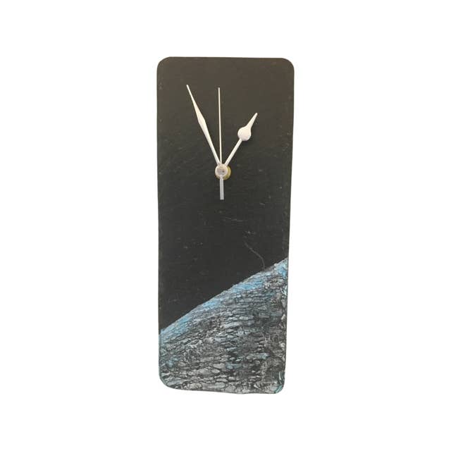 Slate & Ocean Wave wall clock - 30x12 cms - silent mechanism for wholesale by Driftmoods - The Slate Shop