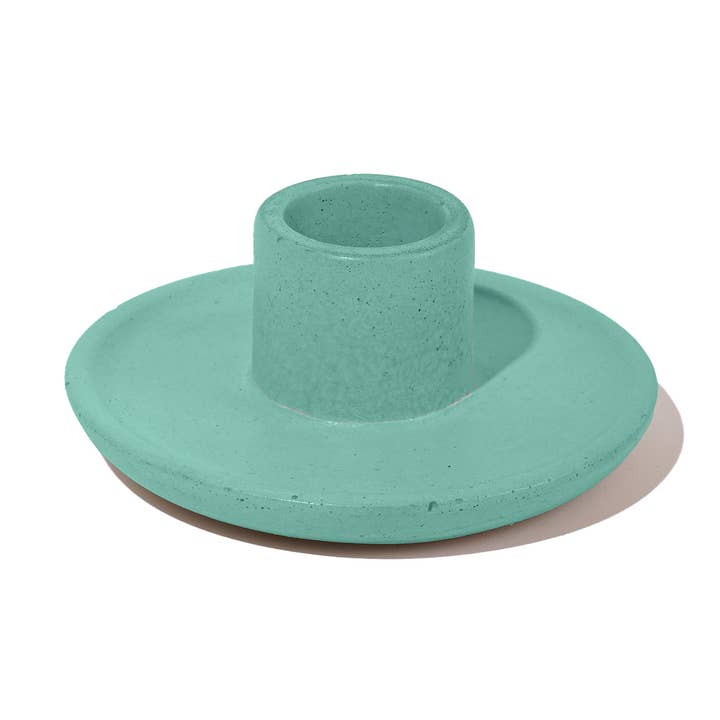 Ebb & Flow - Wholesale Candle Holder - Mesa Concrete Candlestick Holder - Sea Green0