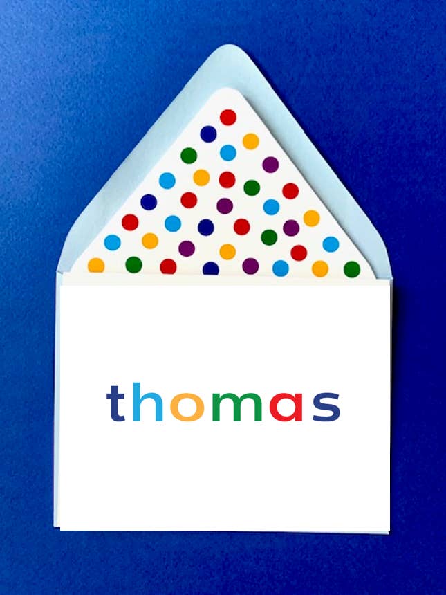 Happy gemener regnbåge, blå - Personlig brevpapper för wholesale av Mighty Violet Design