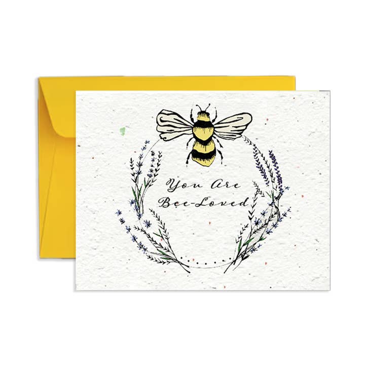 Artsy Em - Vente Cartes de déclaration d'amour - Carte de vœux en forme de graines de fleurs sauvages Bee-Loved Blooms0