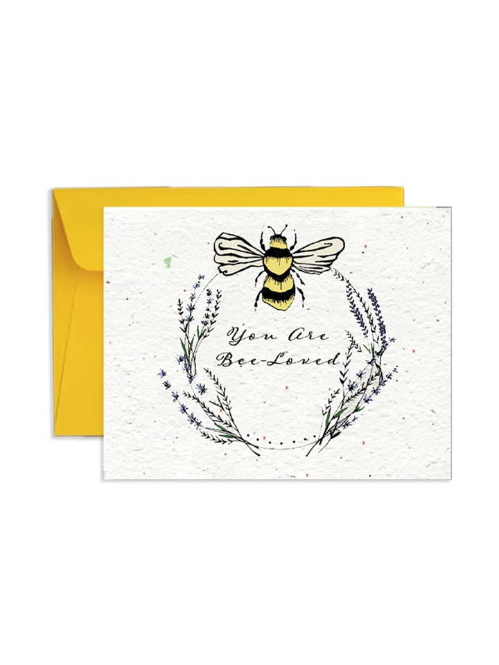 Bee-Loved Blooms Wildflower Seed Greeting Card for wholesale by Artsy Em