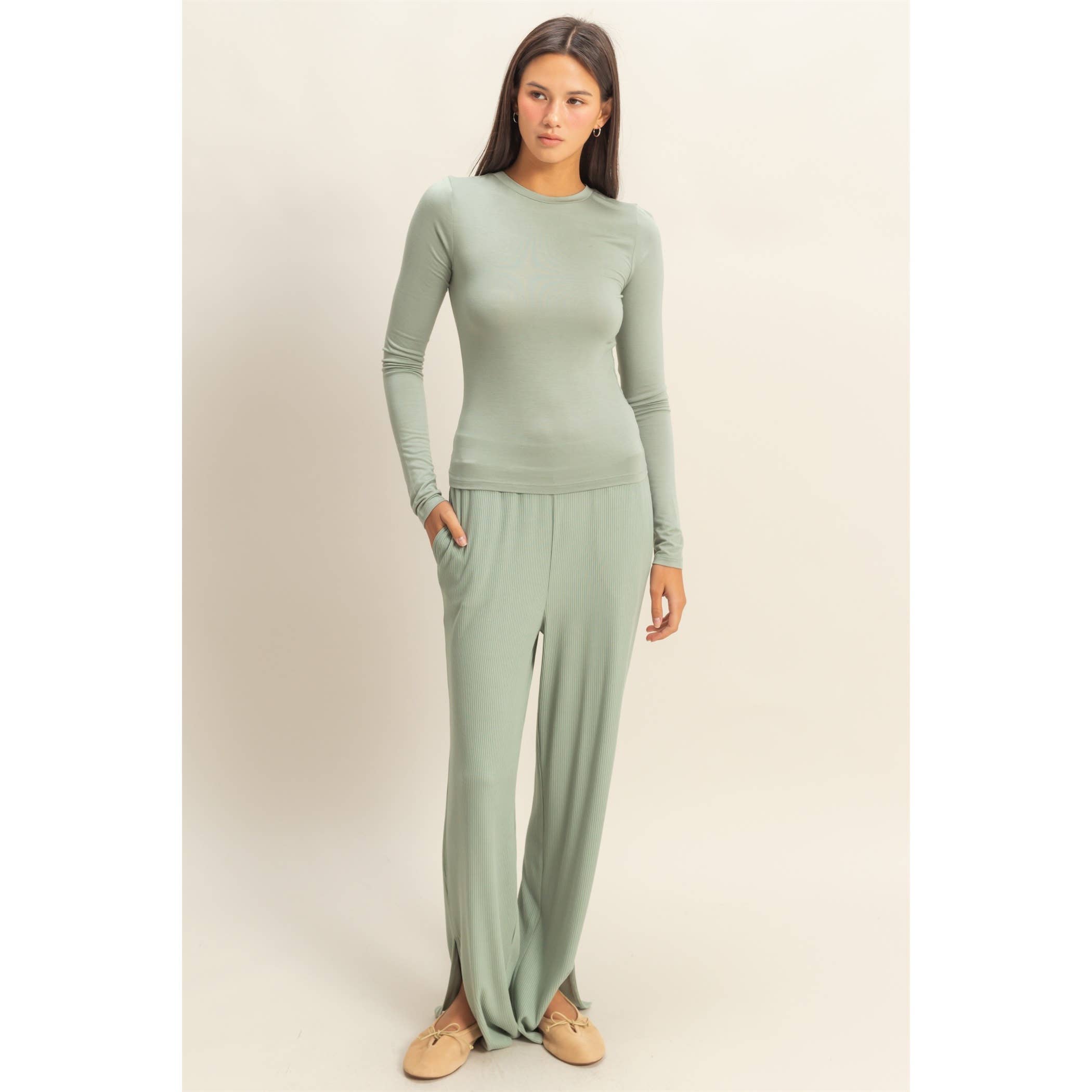 ICEBERG VERDE Top a maniche lunghe con scollo rotondo aderente in vendita all'ingrosso su Faire4