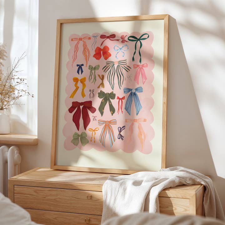 Kate Fox Design - Wholesale Art Print - Coquette, Bow Art Print, Colourful Art, Fun Art, Girl Art1