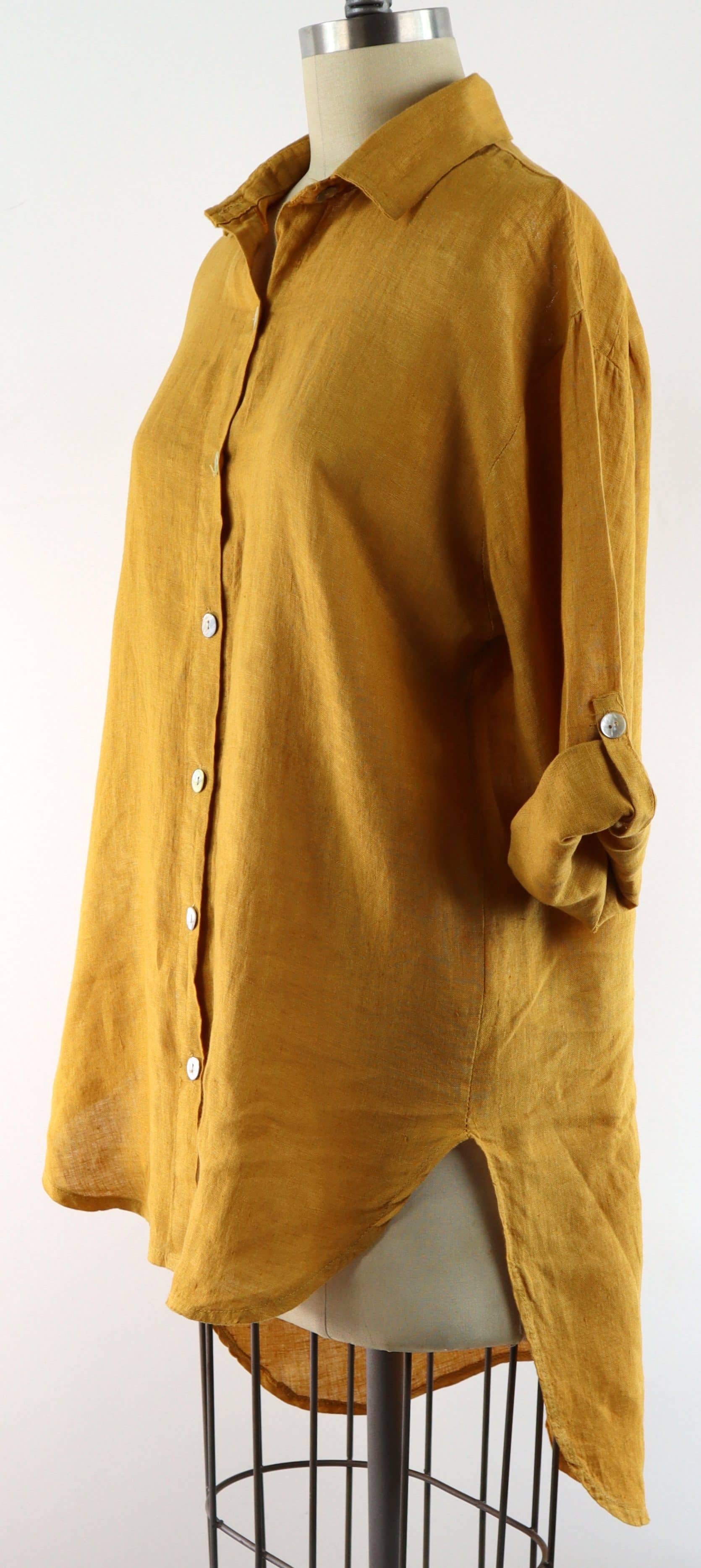 LINEN AND GAUZE - Vente Tunique – femme - 3348 - Blouse ample en lin Hi Low 9 couleurs9