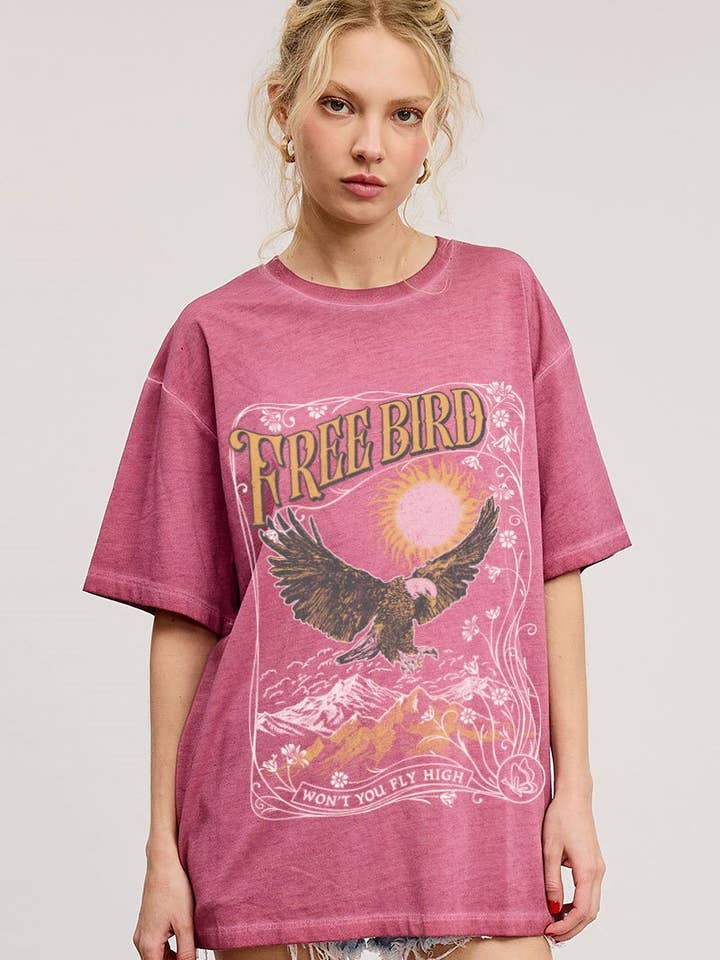 Free Bird Soaring Graphic S/S Lunar Dye Tee for wholesale by Zutter
