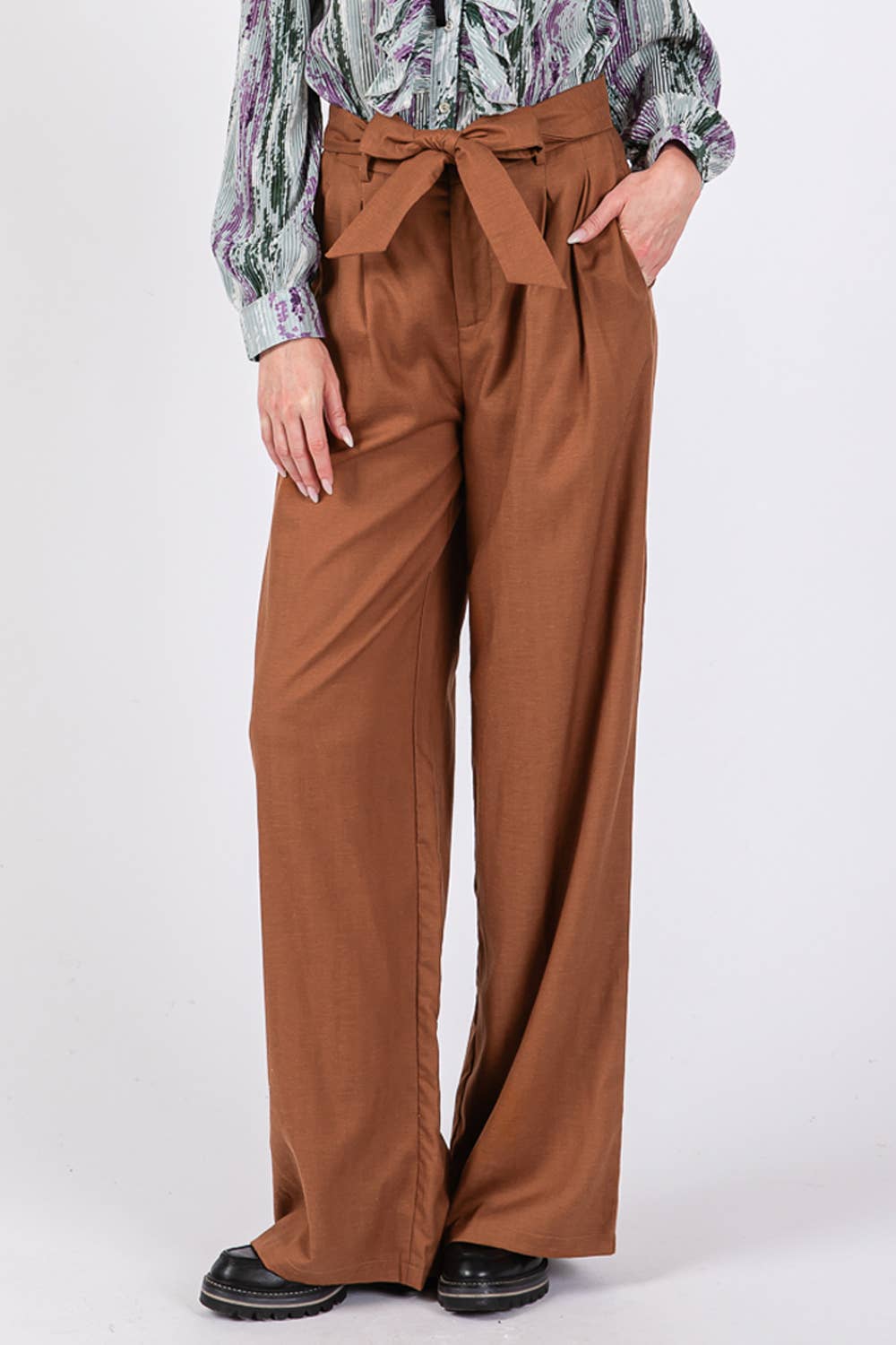 Sage + Fig - Wholesale Pants - Women's - HIGH WAIST BELTED PANTS (SP7328)7