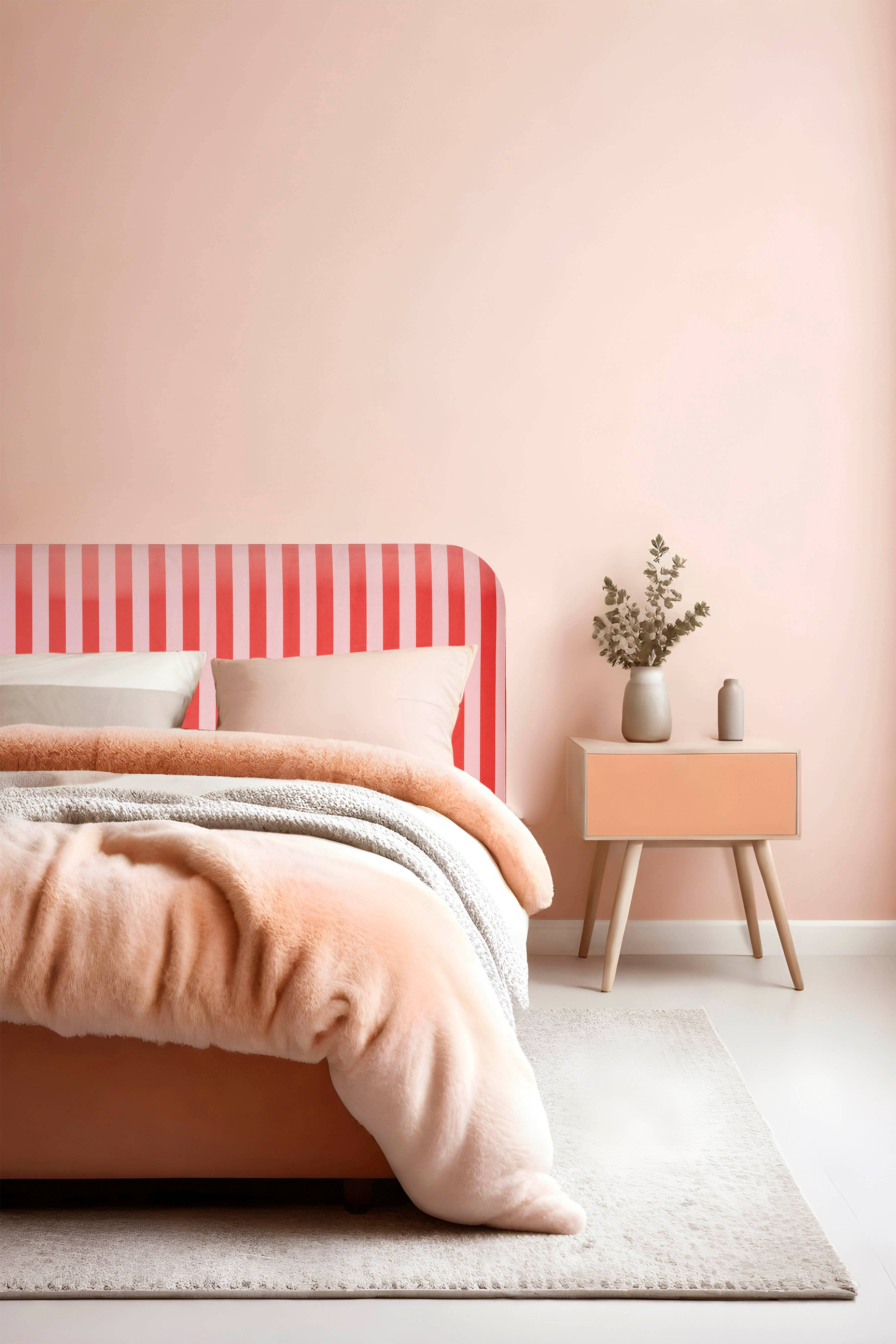 Really Nice Things - Wholesale Headboard - Striped red and pink velvet upholstered headboard2