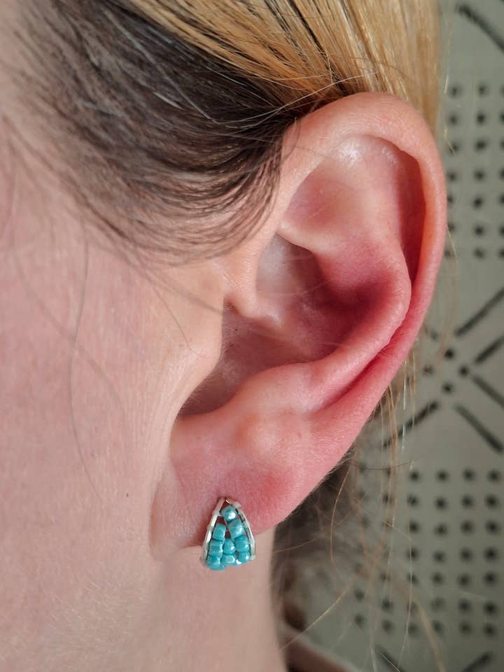 Solid Color, Bead Weaving, Ear Hugging Hoops for wholesale by Cat Horn Accessory