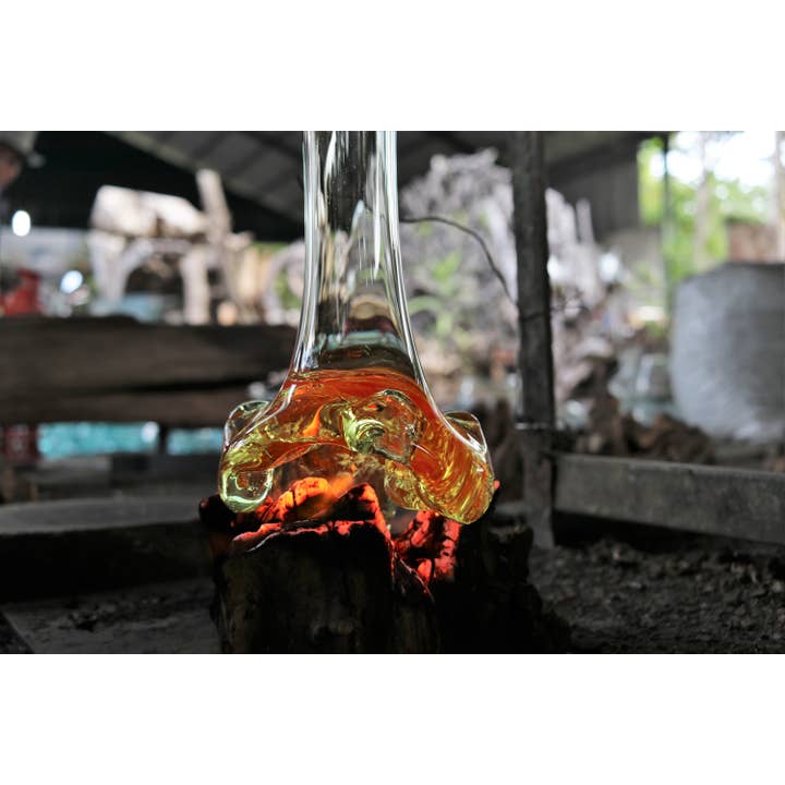 Cohasset Gifts - Wholesale Vaas - 40cm magere vaas van gesmolten glas en hout - ongeveer 16 „lang5