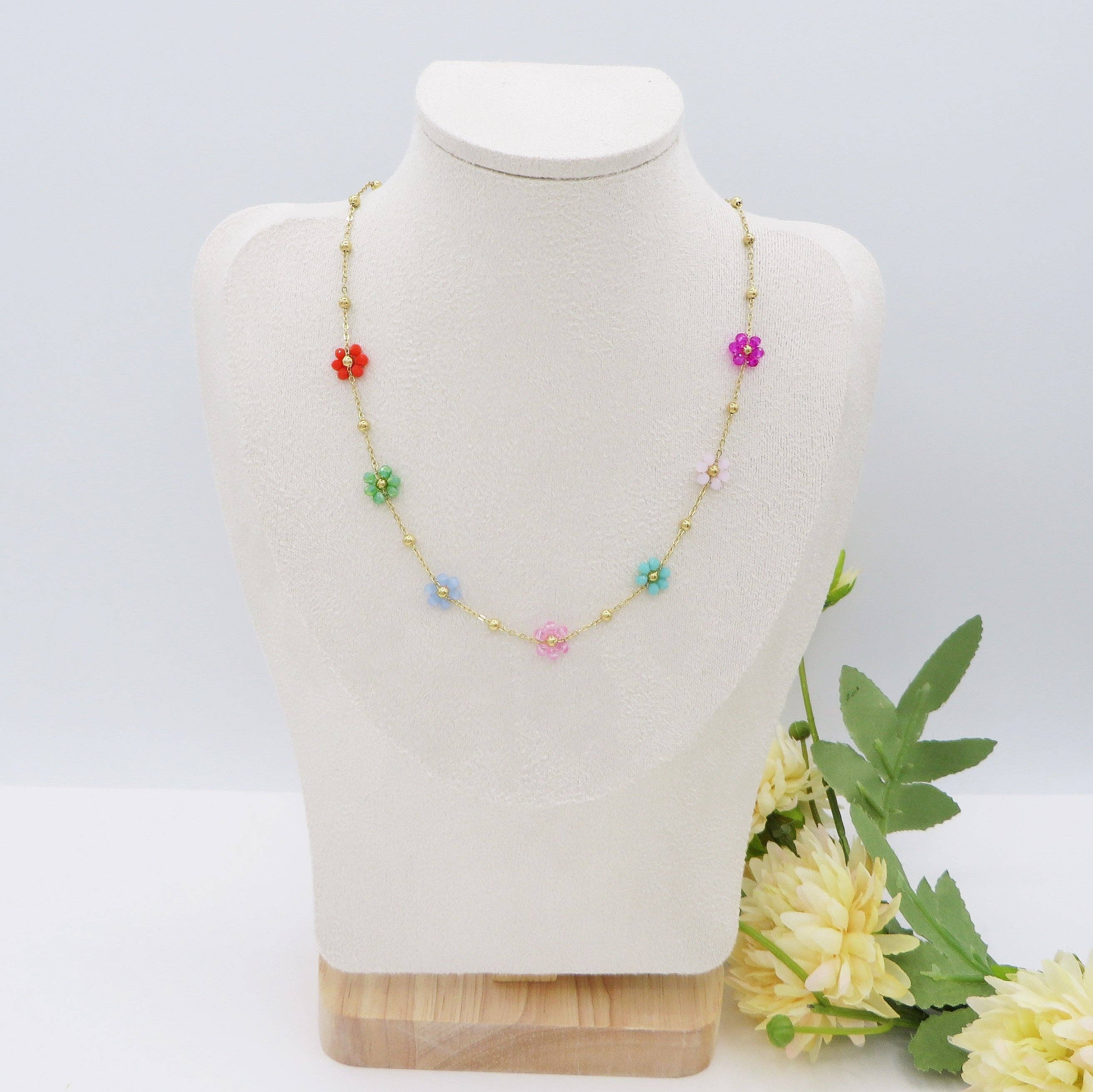 Daemon srls - Wholesale Pendant/Charm Necklace - DAISY ~ ACCIAIO INOSSIDABILE ~ Collana con fiori e cristalli8