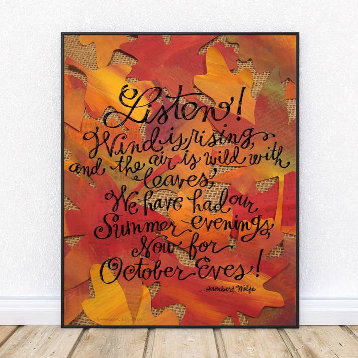 Autumn Leaves wall art print for wholesale by Whimsy Studios
