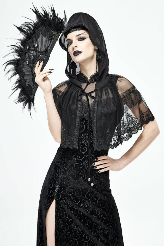 Western Fashion - Wholesale Cape - Women's - CA22 - Black lace hooded Cape5