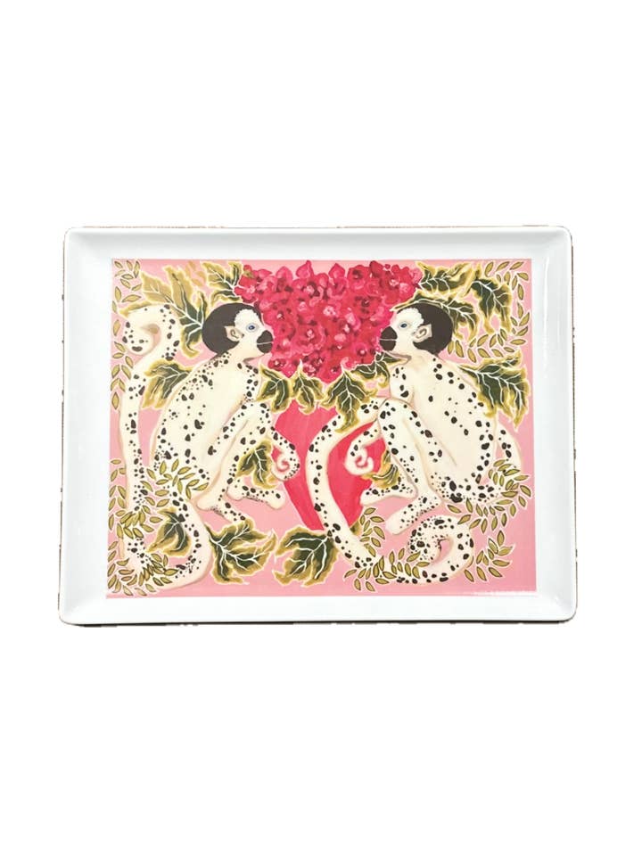 Valentines Monkeys, Spotted White, Coupe Tray for wholesale by The French Bee & Co