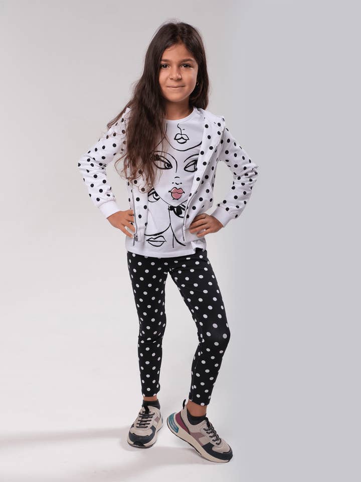 Nero LEGGINGS IN COTONE A POIS in vendita all'ingrosso su Faire