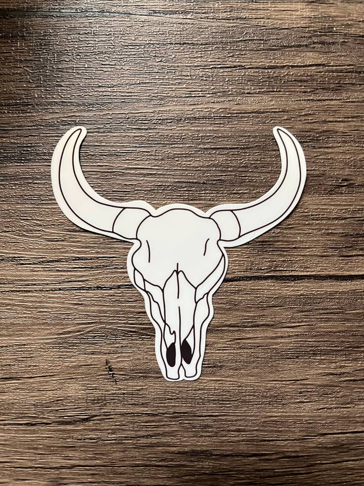 Bull Cow Skull Sticker, Cute Decal Glossy Sticker for Laptop, Car, Water Bottle, and Phone Case for wholesale by Murder of Crows Studio