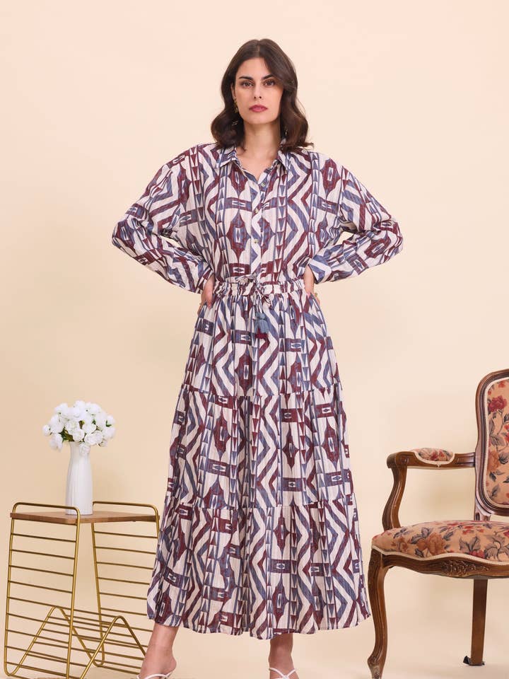 Saia longa boémia em algodão - Orice por atacado de Orice