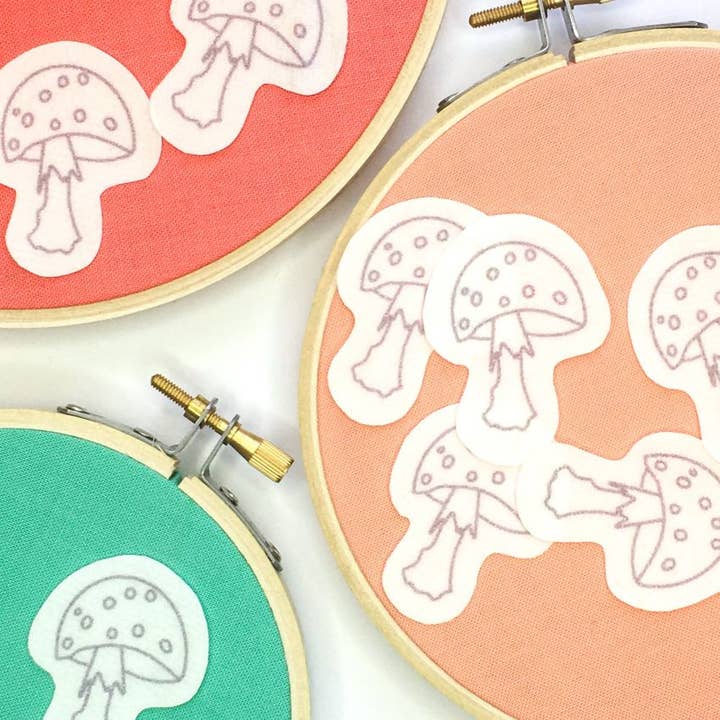 Mushroom Embroidery Stickers for wholesale by Craft Make Do