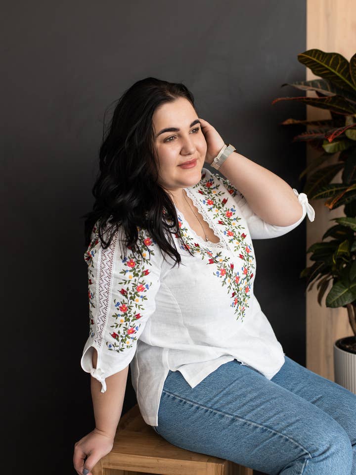Handmade Originals Ukraine - Wholesale Blouse - Women's - Embroidery Blouse Yana White Plus Size7