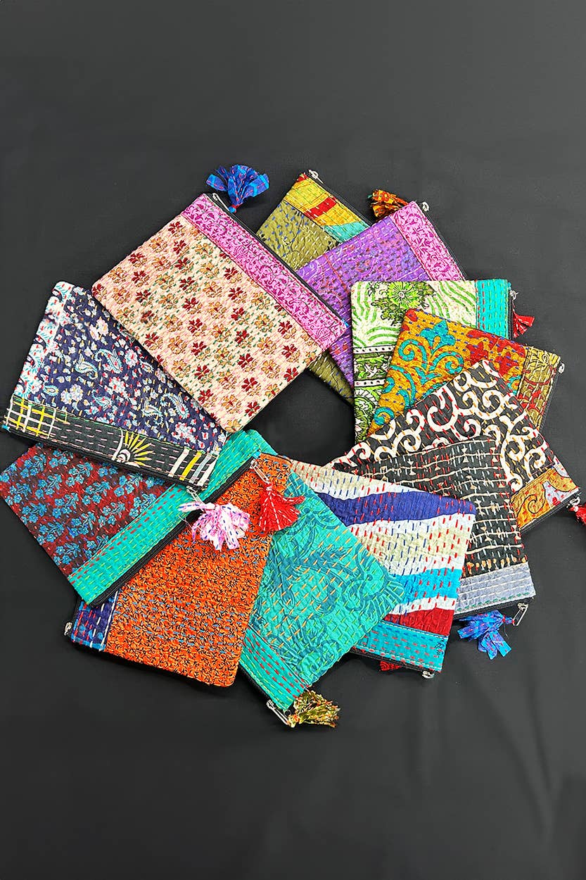 Sevya Handmade - Venta al por mayor Bolso pequeño - Mujer - Kantha - Funda para accesorios (2 unidades)9