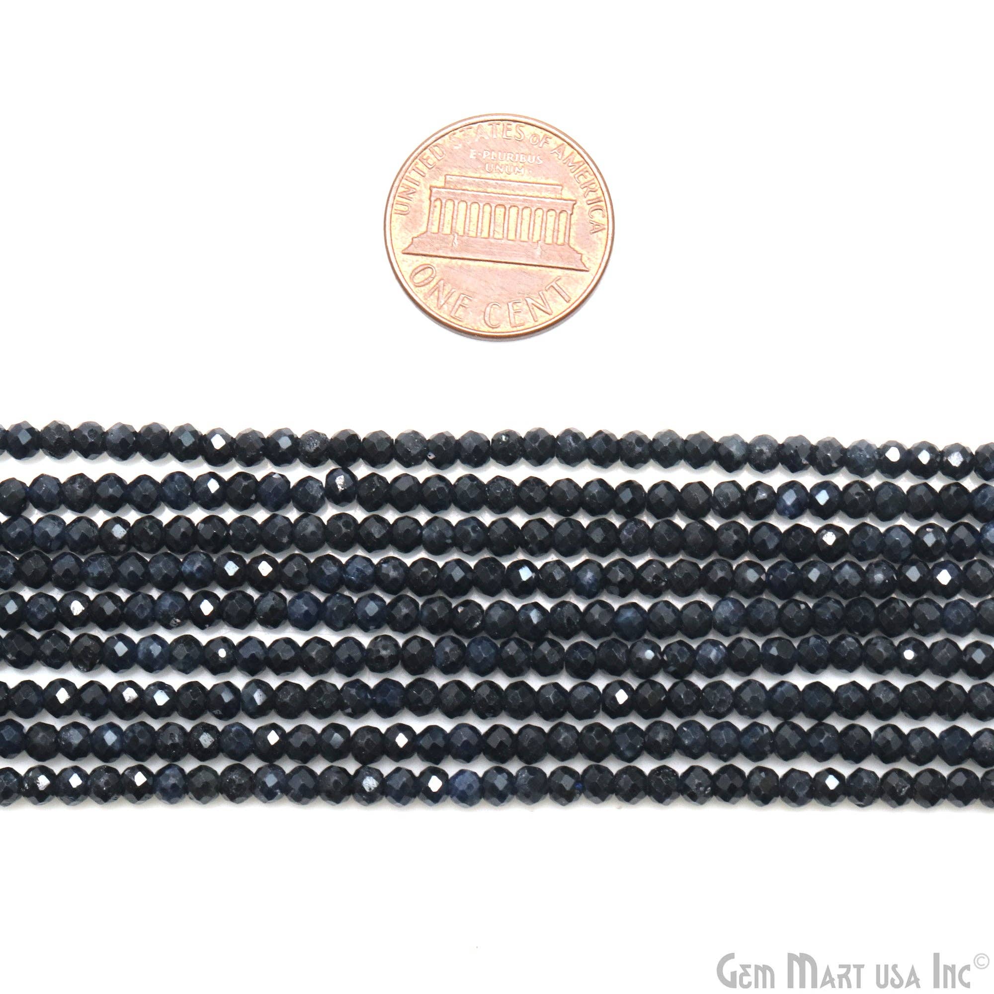 GemMartUSA - Wholesale Beads - Sapphire Rondelle Beads, 12.5 Inch Gemstone Strand, 3-4mm1