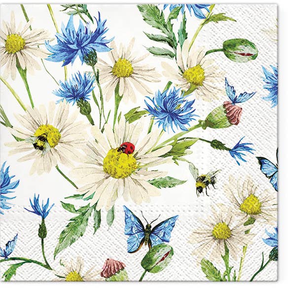 European Excellency - Wholesale Disposable Napkin - Ladybird with Daisies Lunch Napkins - Floral Napkins