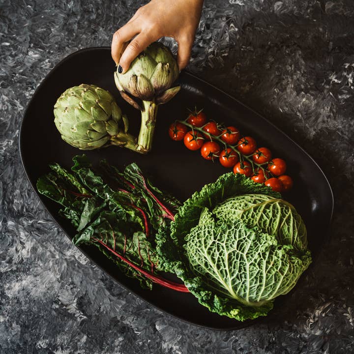 GHARYAN Stoneware & Olive Wood Tableware | USA - Wholesale Serving Plate - Handmade Stoneware Serving Platter - Long | Dadasi8