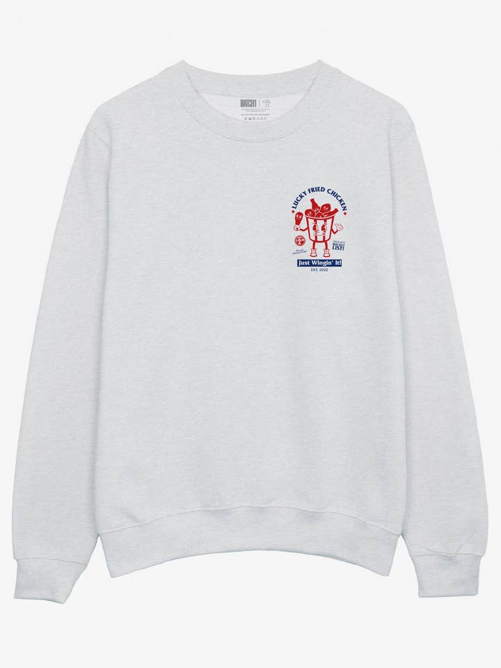 Lucky Fried Chicken Sweatshirt in Ash for wholesale by batch1