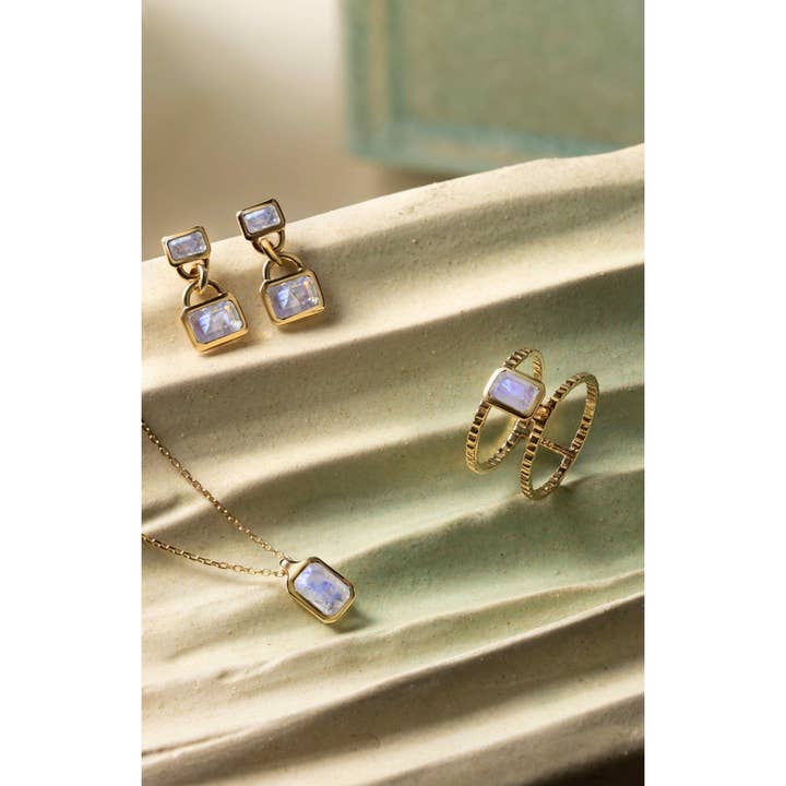 Fervor Montréal - Wholesale - Malaika Rainbow Moonstone Octagon Necklace2