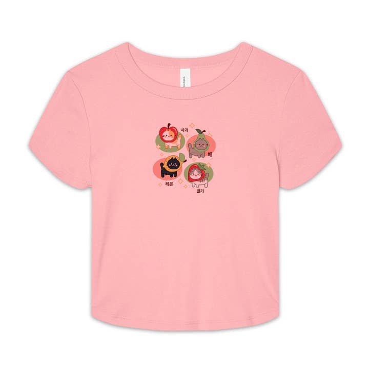 Lucky Luna Apparel - Wholesale Screen printed t-shirt – Women′s - Kawaii Fruit Cats Baby Tee6