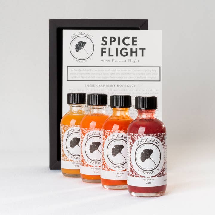 ”Fiery Four” varm såsprovtagare för wholesale av Goodlands Food Co.