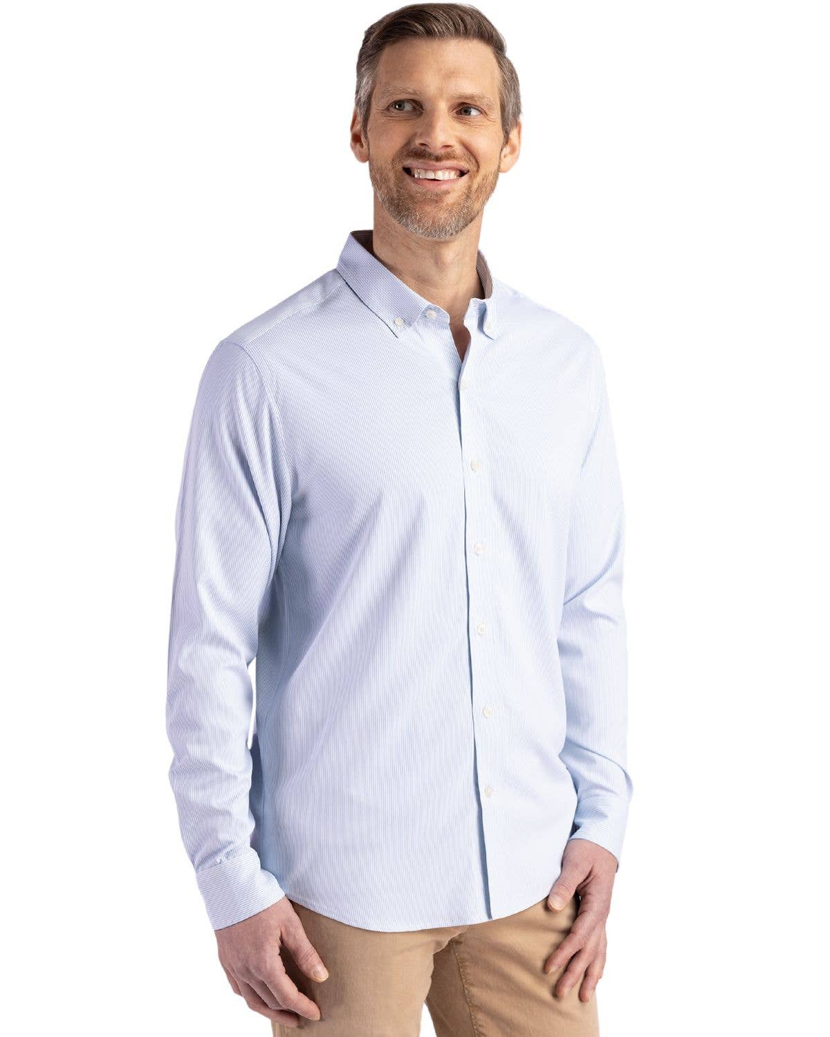 Cutter & Buck - Wholesale Button Down Shirt - Men's - Cutter & Buck Skyline Eco Pinstripe Big & Tall Dress Shirt9