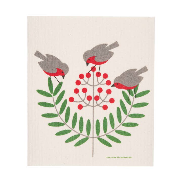 Swedish Dishcloth - Birds & Berries for wholesale by Cose Nuove