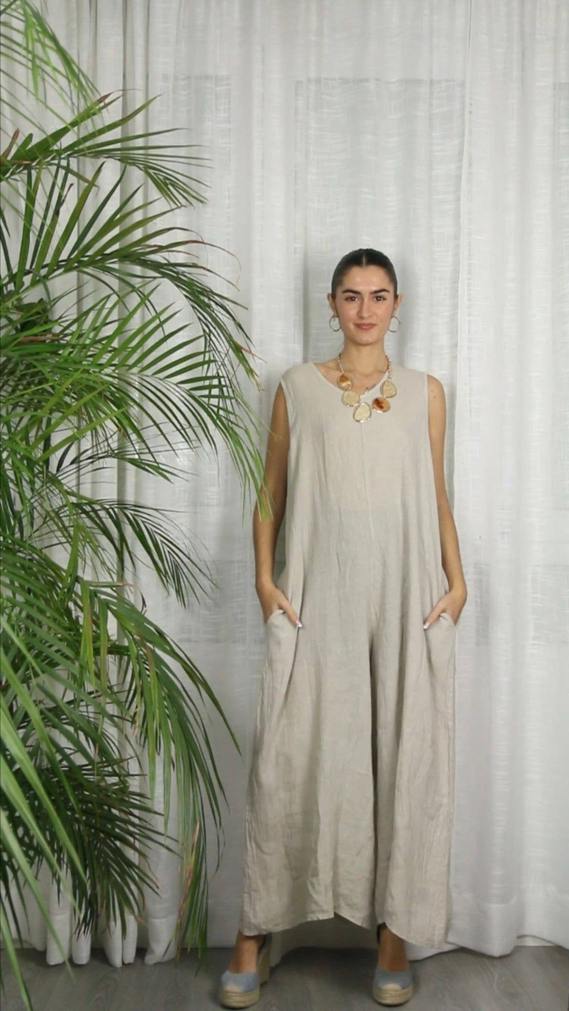 Linen & More - Wholesale Dress - Women's - REF 14580 SLEEVELESS JUMPSUIT 100% LINEN7