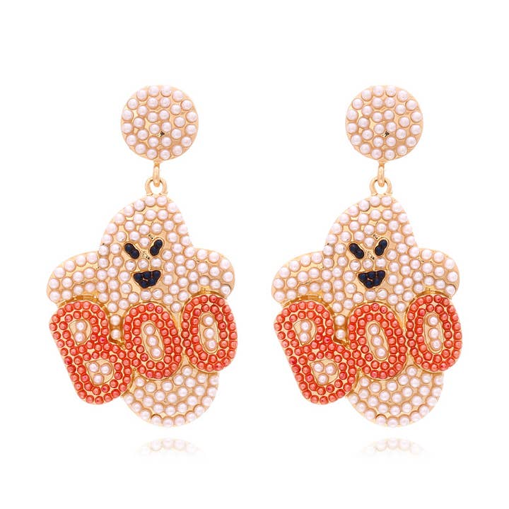 Leuke imitatie Pearl BOO Ghost Halloween-oorbellen voor wholesale door Tourtiwi