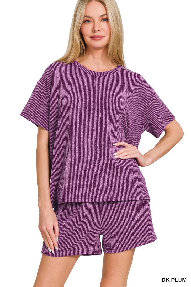 42POPS – Engroshandel Loungesæt - Dame – .Corded Rib T-shirt & Shorts 2-delt Sæt44